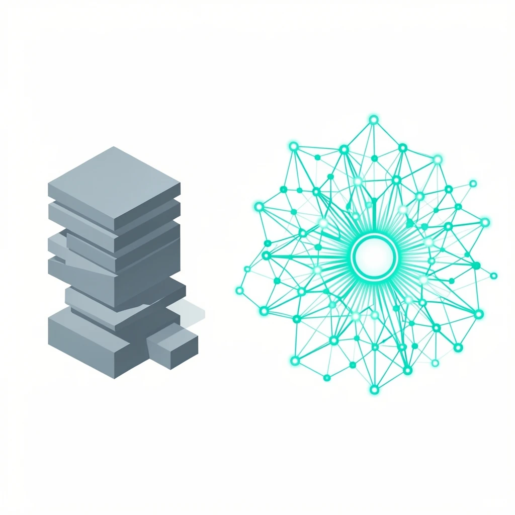 A conceptual visualization of siloed AI applications versus a unified operating layer