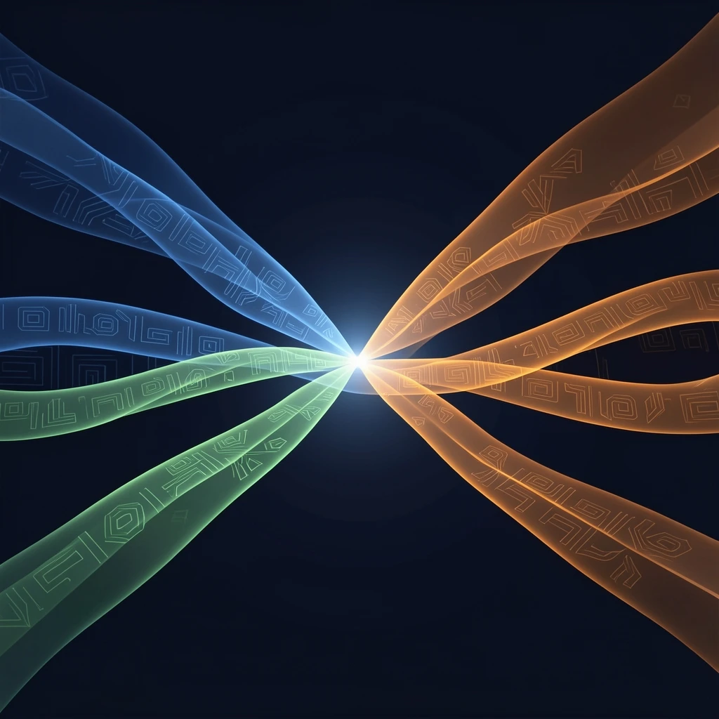 A visual representation of interconnected business data signals converging into a unified understanding