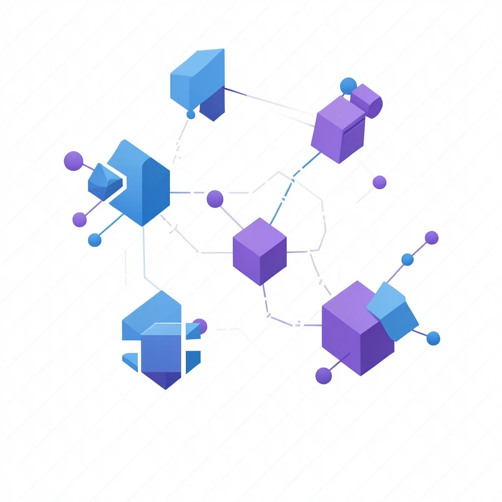 Abstract visualization of fragmented clinical data systems connecting into a unified intelligence layer